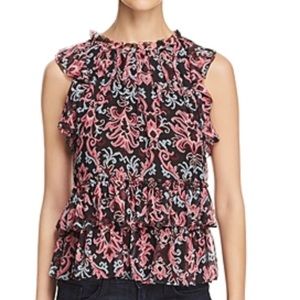 Kate spade tapestry chiffon ruffle top, Sz XS